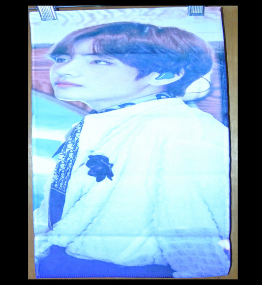 BTS SLOGAN FABRIC V KIM TAEHYUNG 김태형  5TH MUSTER BUSAN DIOR SCARF V MIC FANSITE BANNER 2 SIDED LIMITED EDITION