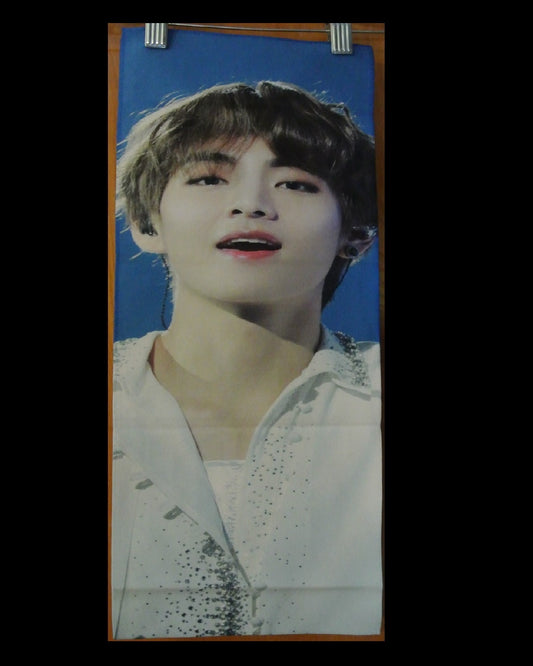 BTS SLOGAN FABRIC V KIM TAEHYUNG 김태형 DIONYSUS ROSE BOWL WHITE SILVER SHIRT FANSITE BANNER 2 SIDED LIMITED EDITION