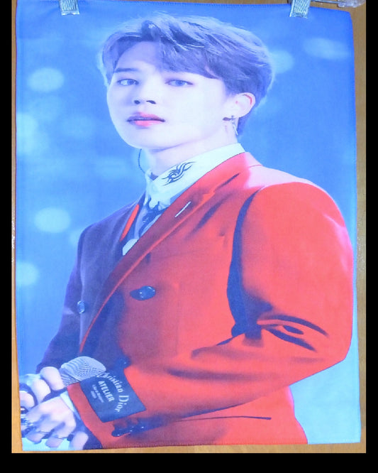BTS SLOGAN FABRIC XL PARK JIMIIN 박지민 RED DIOR JACKET LOVE LETTER FANSITE BANNER 2 SIDED LIMITED EDITION