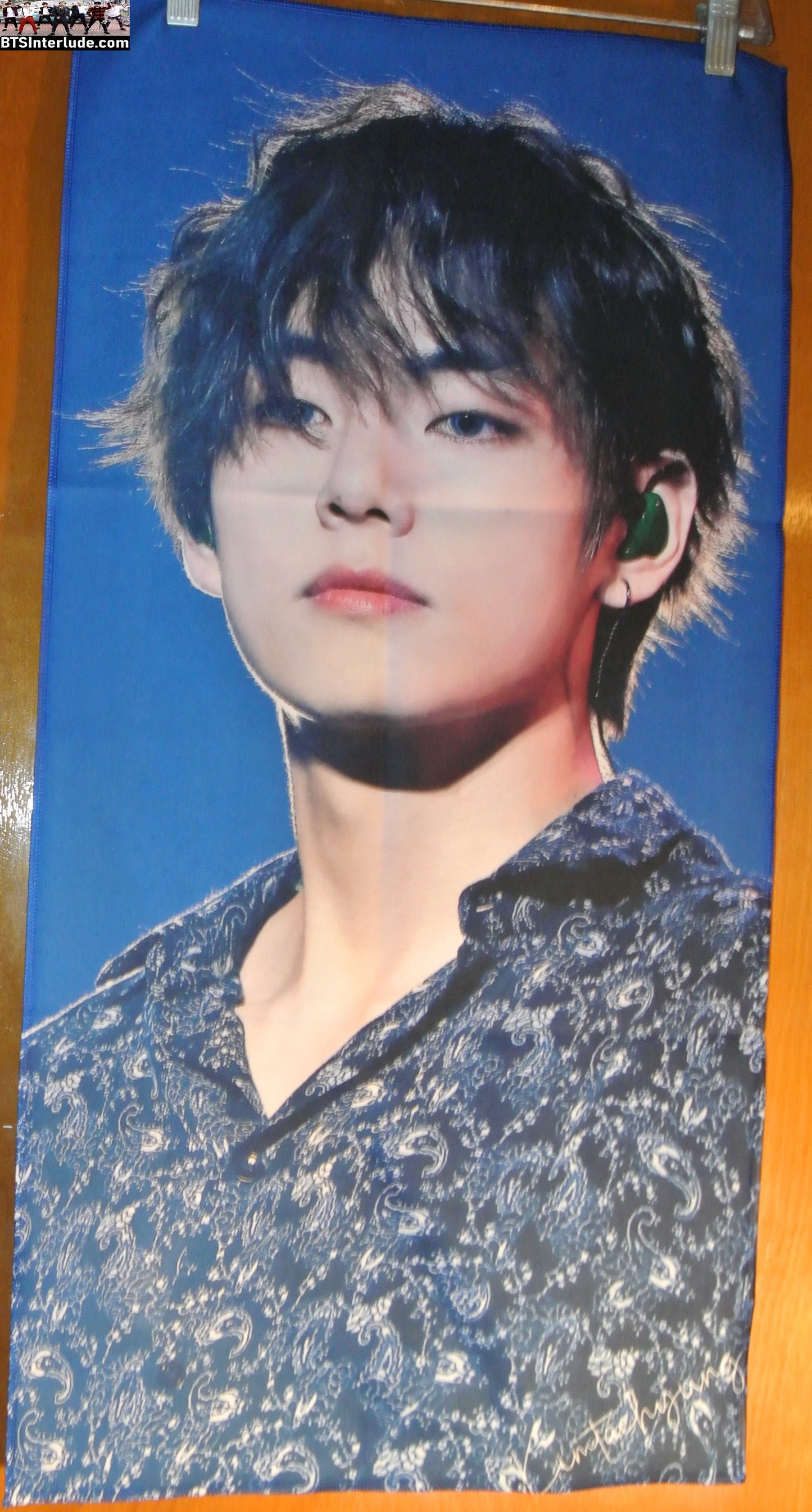 BTS SLOGAN FABRIC XXL V KIM TAEHYUNG 김태형 5TH MUSTER 2 SIDED PHOTOS FANSITE DOUBLE WIDE SLOGAN BANNER LIMITED EDITION