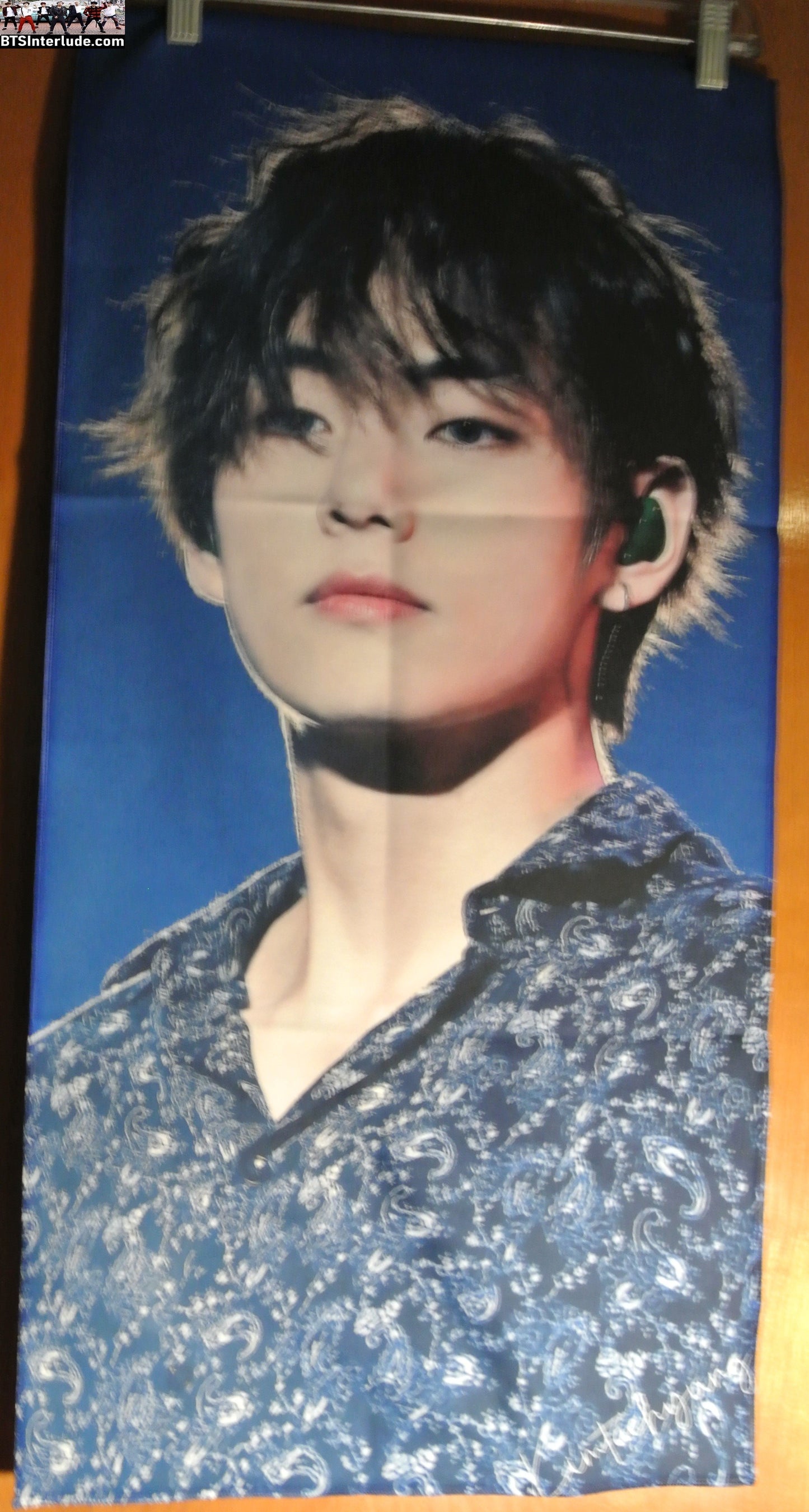 BTS SLOGAN FABRIC XXL V KIM TAEHYUNG 김태형 5TH MUSTER 2 SIDED PHOTOS FANSITE DOUBLE WIDE SLOGAN BANNER LIMITED EDITION