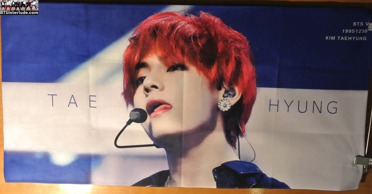 BTS SLOGAN FABRIC XXL V KIM TAEHYUNG 김태형 RED HAIR TONGUE HORIZONTAL FANSITE BANNER 2 SIDED LIMITED EDITION