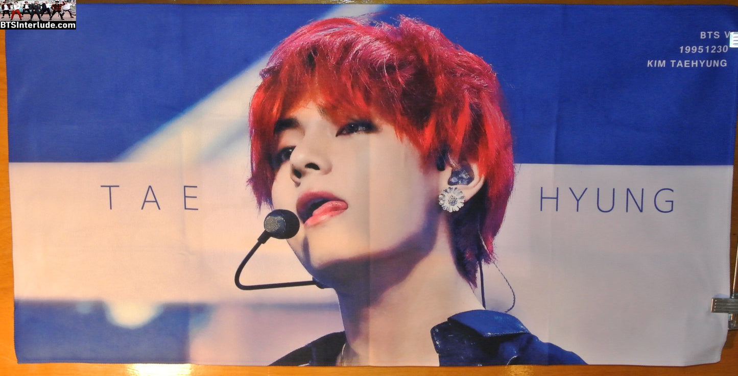 BTS SLOGAN FABRIC XXL V KIM TAEHYUNG 김태형 RED HAIR TONGUE HORIZONTAL FANSITE BANNER 2 SIDED LIMITED EDITION