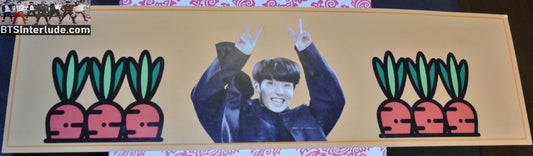 BTS SLOGAN CARDSTOCK JEON JUNGKOOK 전정국 2 SIDED FANSITE 6 CARROTS ARMS UP BANNER SIGN