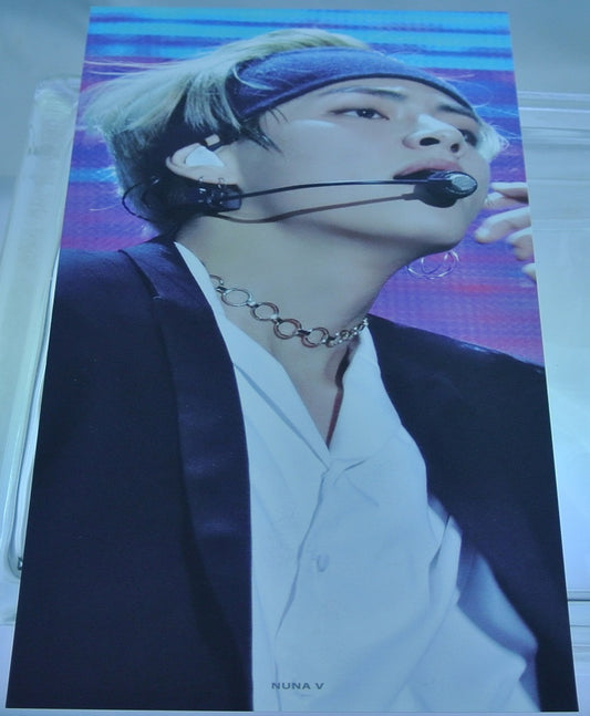 BTS SLOGAN CARDSTOCK V KIM TAEHYUNG 김태형 BLACK HEADBAND NUNA V FANSITE VREATHTAKING BANNER 2 SIDED LIMITED EDITION