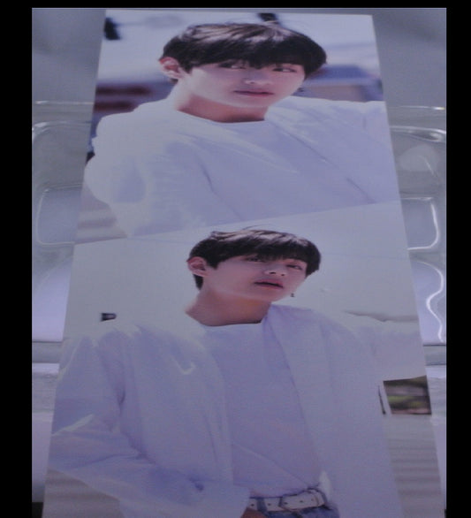 BTS SLOGAN CARDSTOCK V KIM TAEHYUNG 김태형 2 SHOT WHITE SHIRT FANSITE BANNER 2 SIDED LIMITED EDITION