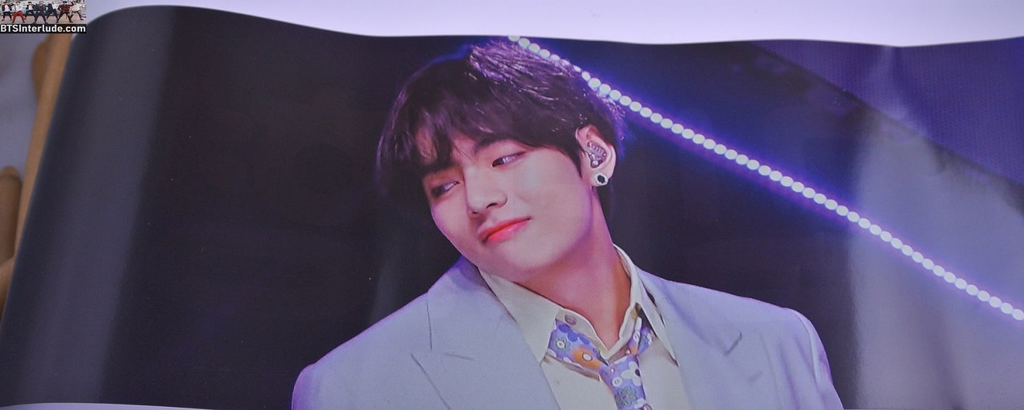 BTS SLOGAN PAPER V KIM TAEHYUNG 김태형 GREY JACKET FANSITE BANNER LIMITED EDITION