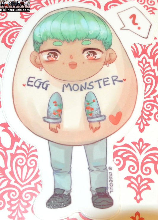 BTS STICKERS RM KIM NAMJOON 김남준 EGG MONSTER BLUE GREEN HAIR FROM FANSITE DIESQUIL