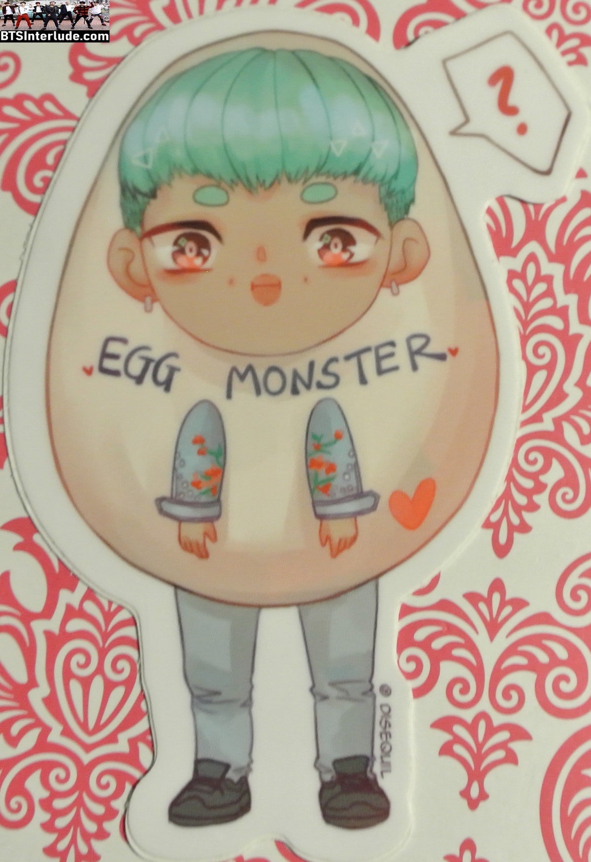 BTS STICKERS RM KIM NAMJOON 김남준 EGG MONSTER BLUE GREEN HAIR FROM FANSITE DIESQUIL