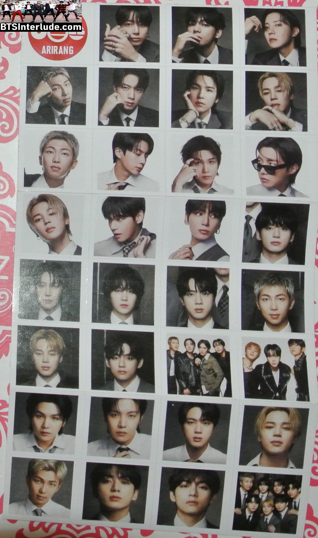 BTS STICKERS GROUP 방탄소년단 ARIRANG 32 STICKERS SHEET INDIVIDUAL JUNGKOOK V JIMIN RM J-HOPE SUGA JIN