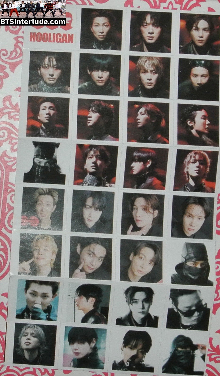 BTS STICKERS GROUP 방탄소년단 ARIRANG HOOLIGAN 32 STICKERS SHEET INDIVIDUAL JUNGKOOK V JIMIN RM J-HOPE SUGA JIN