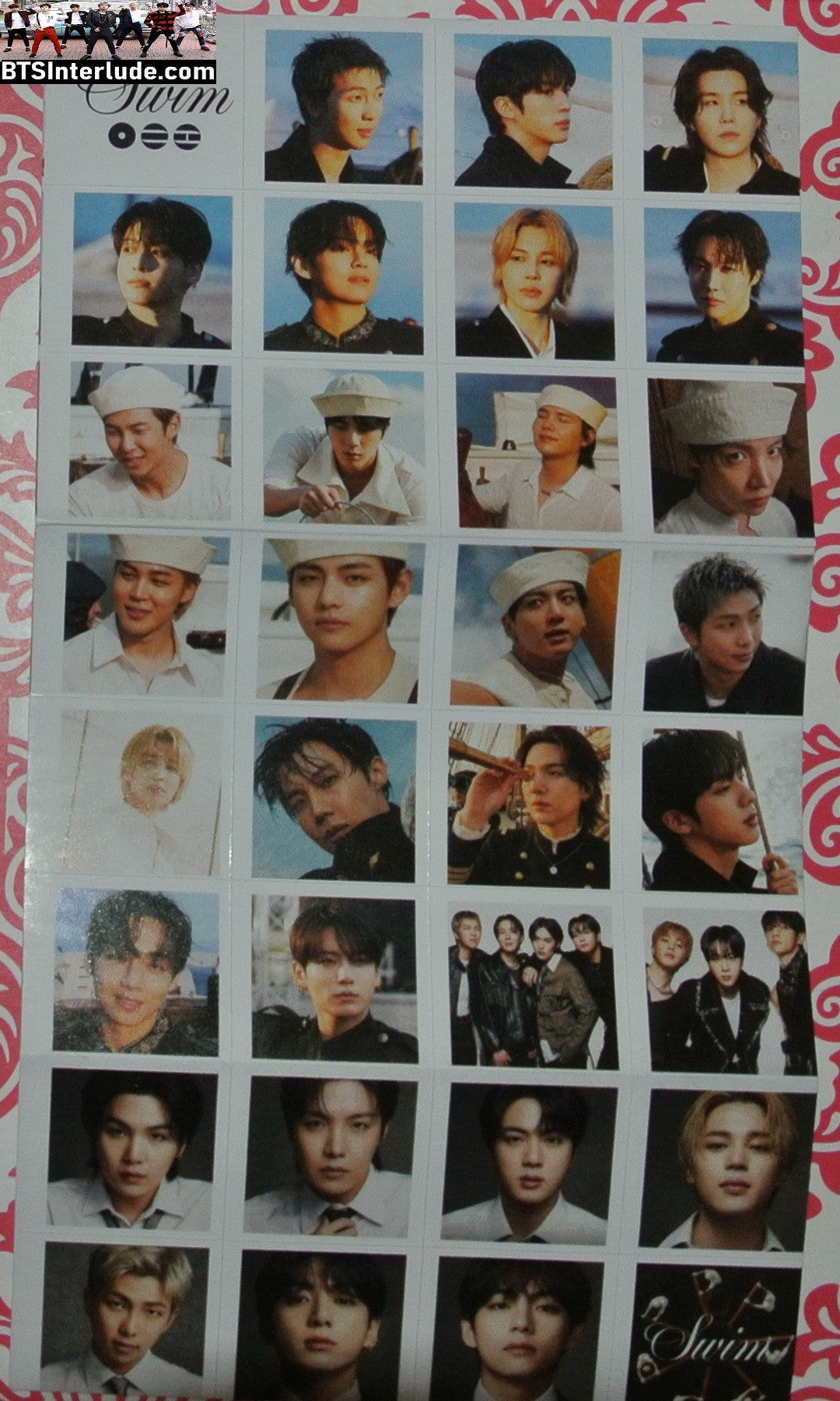 BTS STICKERS GROUP 방탄소년단 ARIRANG SWIM 32 STICKERS SHEET INDIVIDUAL JUNGKOOK V JIMIN RM J-HOPE SUGA JIN
