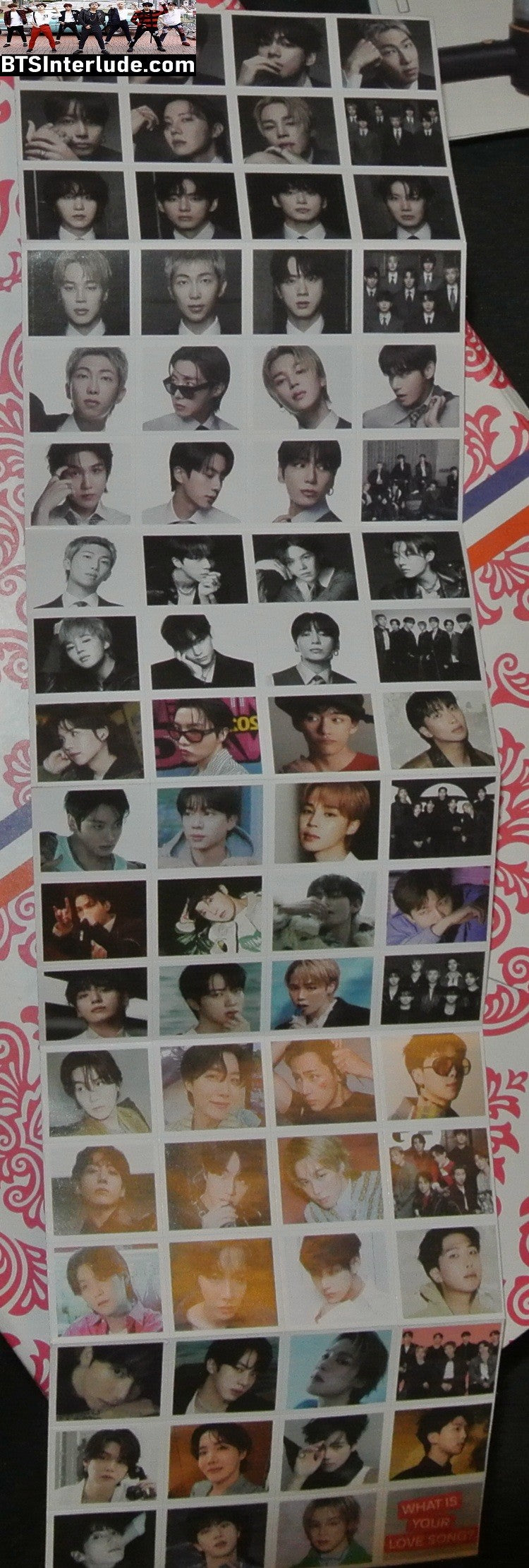 BTS STICKERS GROUP 방탄소년단 ARIRANG WHAT'S YOUR LOVE SONG 72 STICKERS SHEET INDIVIDUAL JUNGKOOK V JIMIN RM J-HOPE SUGA JIN