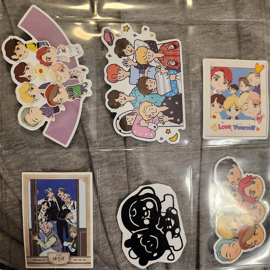 BTS STICKERS GROUP TINY TAN CARTOON LARGE MISCELLANEOUS STICKERS