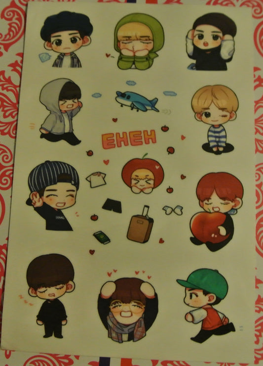BTS STICKER V KIM TAEHYUNG 김태형 CHIBI 11 SHEET