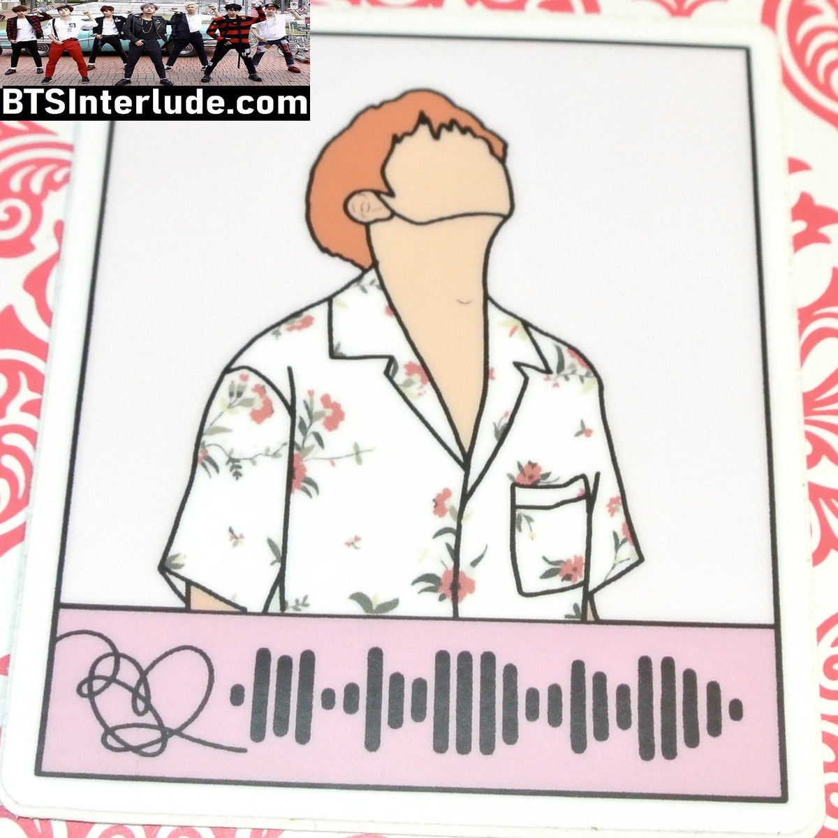 BTS STICKER V KIM TAEHYUNG 김태형 ORANGE HAIR FLOWER SHIRT LOVE YOURSELF ERA FANSITE