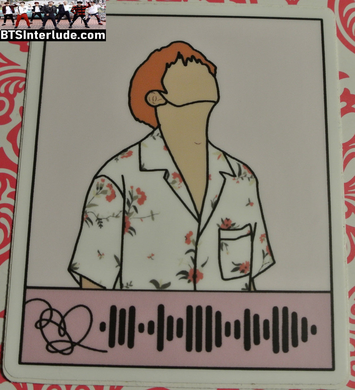 BTS STICKER V KIM TAEHYUNG 김태형 ORANGE HAIR FLOWER SHIRT LOVE YOURSELF ERA FANSITE