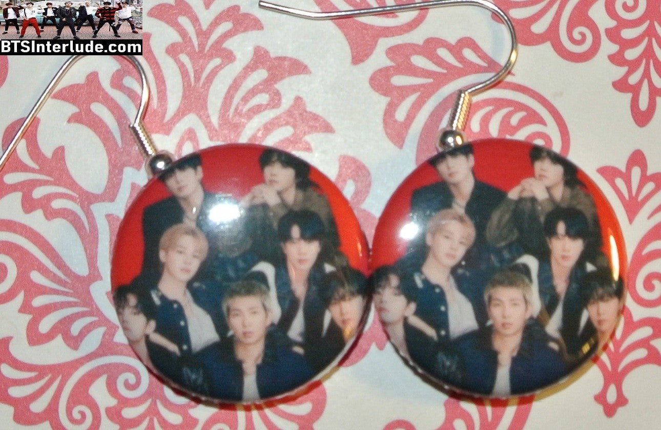 BTS EARRINGS BUTTON GROUP BANGTAN 방탄소년단 2 IN 1 ARIRANG RED JUNGKOOK V JIMIN RM J-HOPE SUGA JIN PIERCED OR CLIPS DANGLE DROP LIMITED EDITION