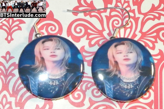 BTS EARRINGS BUTTON PARK JIMIIN 박지민 2 IN 1 ID ARIRANG BLOND PRINCE PIERCED OR CLIP DANGLE DROP