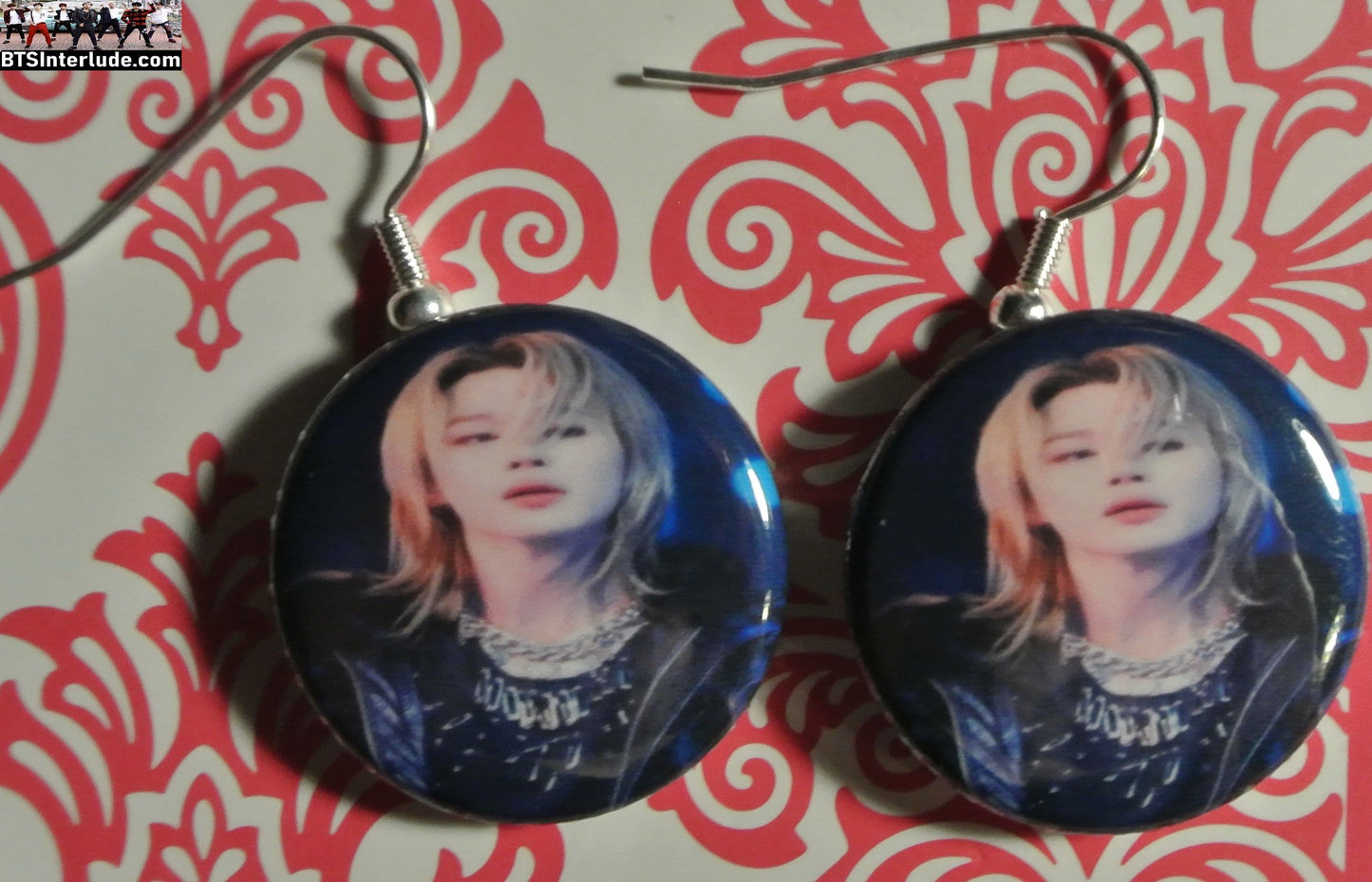 BTS EARRINGS BUTTON PARK JIMIIN 박지민 2 IN 1 ID ARIRANG BLOND PRINCE PIERCED OR CLIP DANGLE DROP