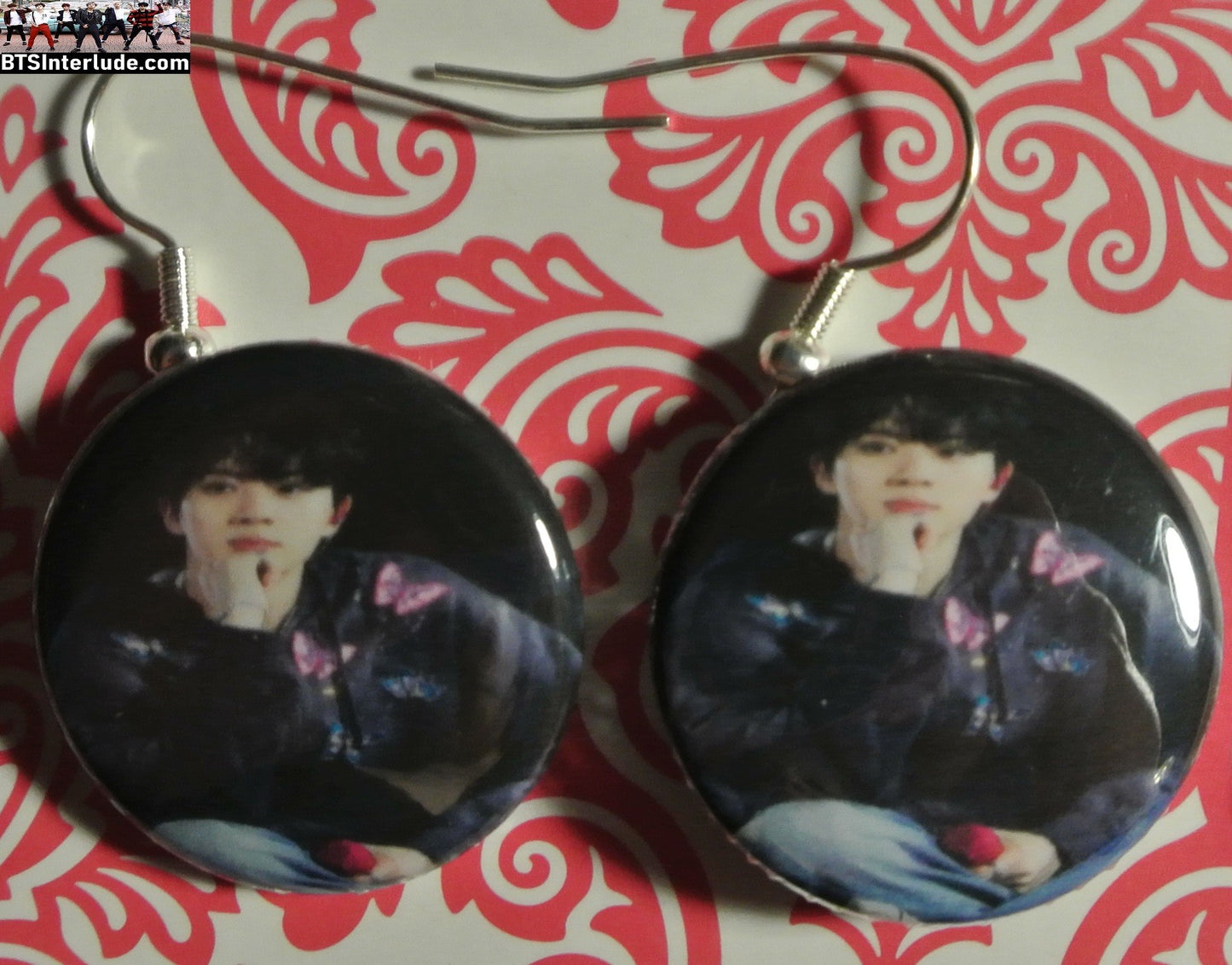 BTS EARRINGS BUTTON JIN KIM SEOKJIN 김석진 2 IN 1 ARIRANG ENDING PIERCED OR CLIPS DANGLE DROP
