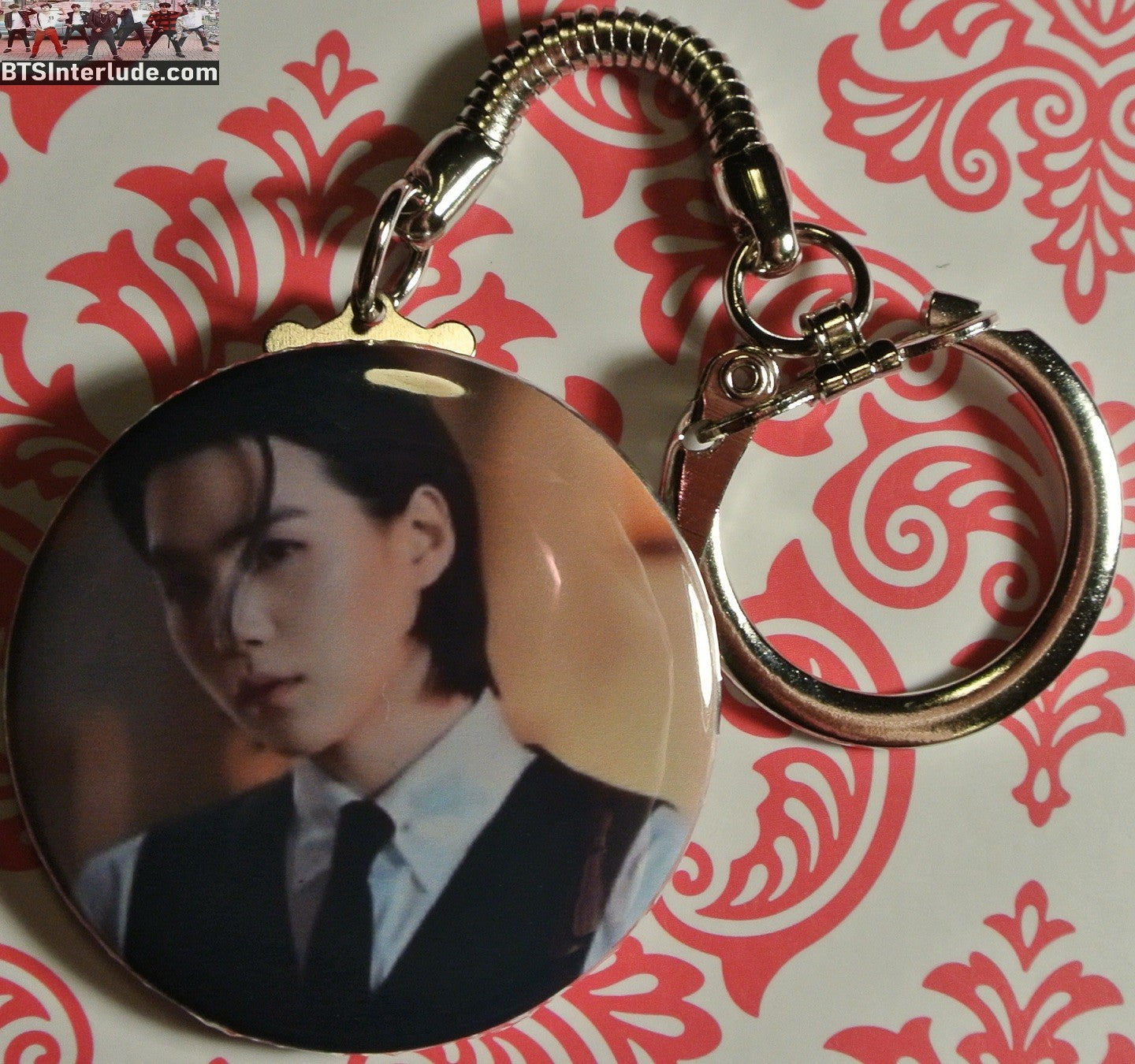 BTS KEYCHAIN BUTTON SUGA MIN YOONGI 민윤기 AGUST D HAEGEUM VEST KEYRING KEY CHAIN RING