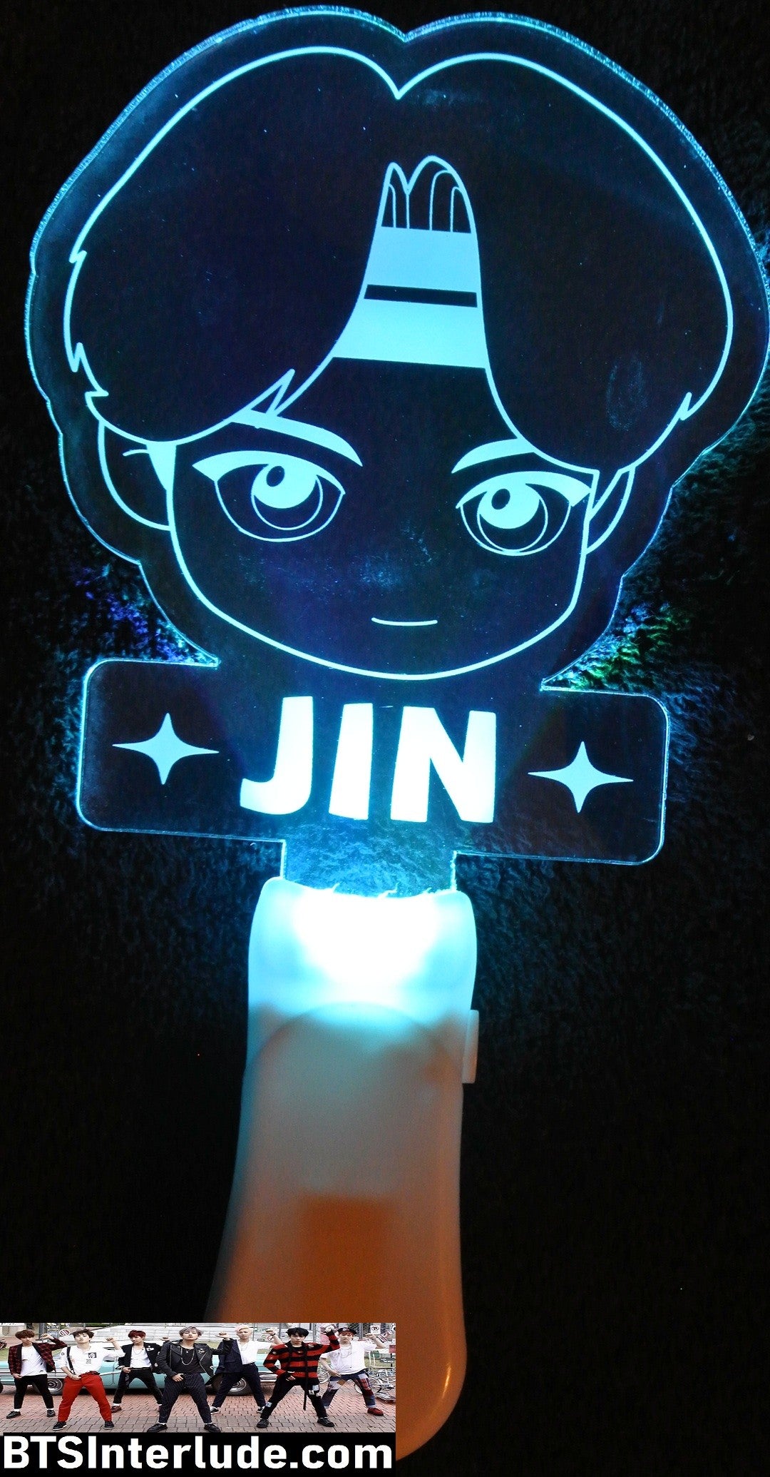 BTS SLOGAN LIGHT UP JIN KIM SEOKJIN 김석진 CHIBI HEADBAND BANDANA MIC DROP 8 COLOR SIGN FANSITE BANNER LIMITED EDITION