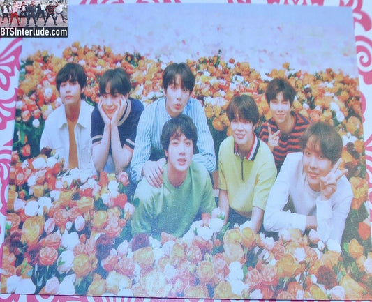BTS PHOTOCARD FANSITE GROUP 2 SIDED LOVE YOURSELF JAPAN TOUR FLOWERS BLUE BACKGROUND JUNGKOOK V JIMIN RM J-HOPE SUGA JIN LIMITED EDITION