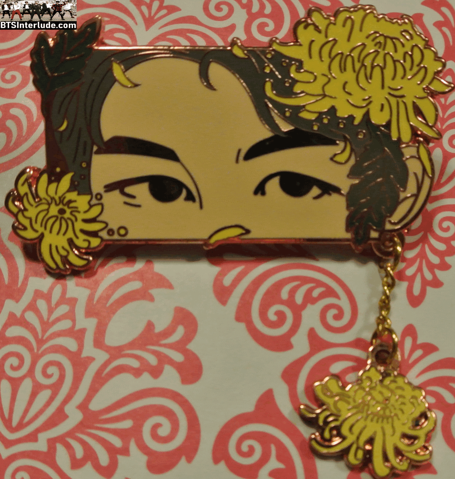 BTS PIN ENAMEL ROSE GOLD COPPER JIN KIM SEOKJIN 김석진 EYES YELLOW FLOWERS JIMIN 1013 PINS BADGE BUTTON